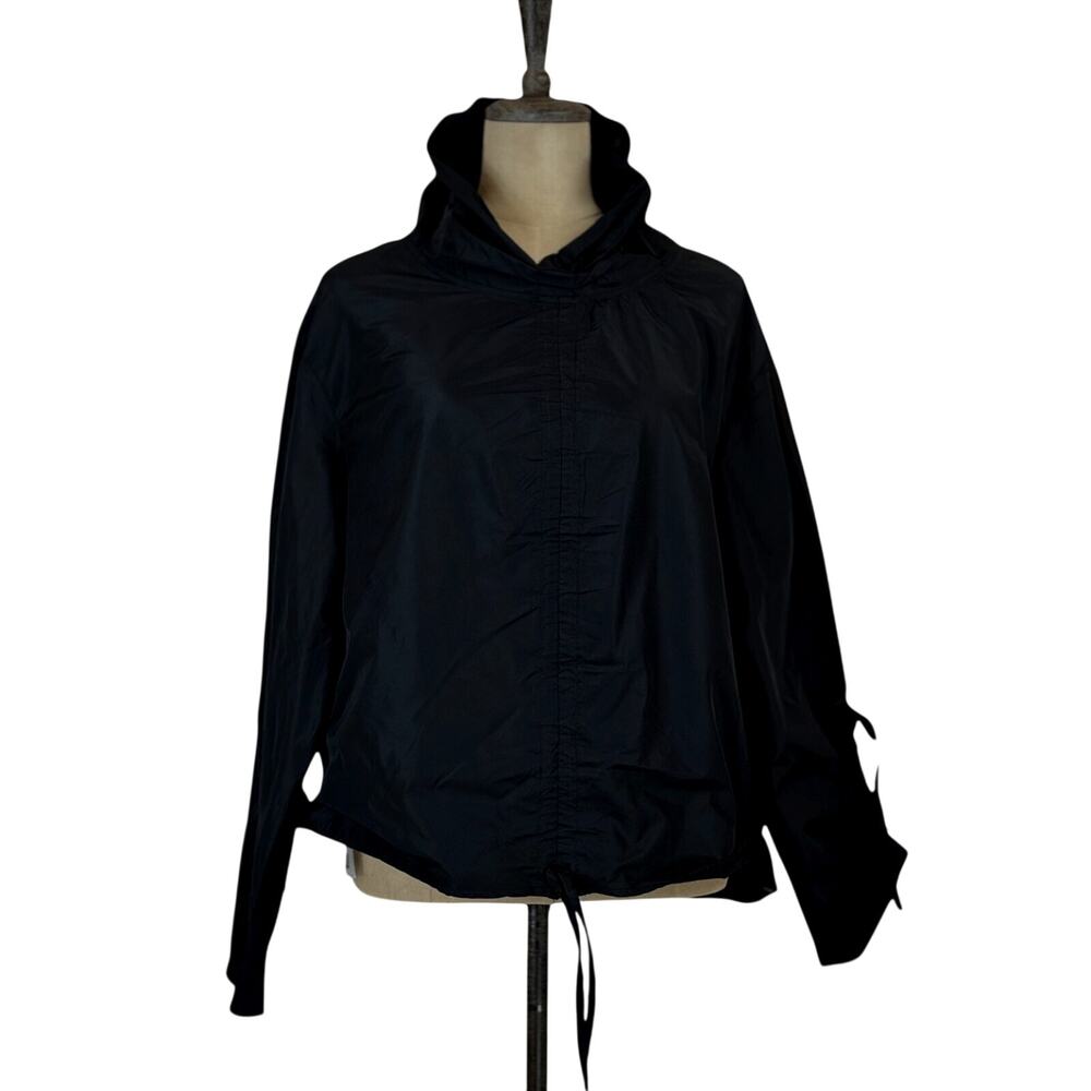 NWT Sassy Black Adjustable Parachute Jacket Top with Wired Collar Drawstring XXL